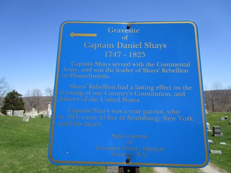 Gravesite of Captain Daniel Shays Marker. Click for full size. Gravesite of Captain Daniel Shays Marker image. Click for full size.