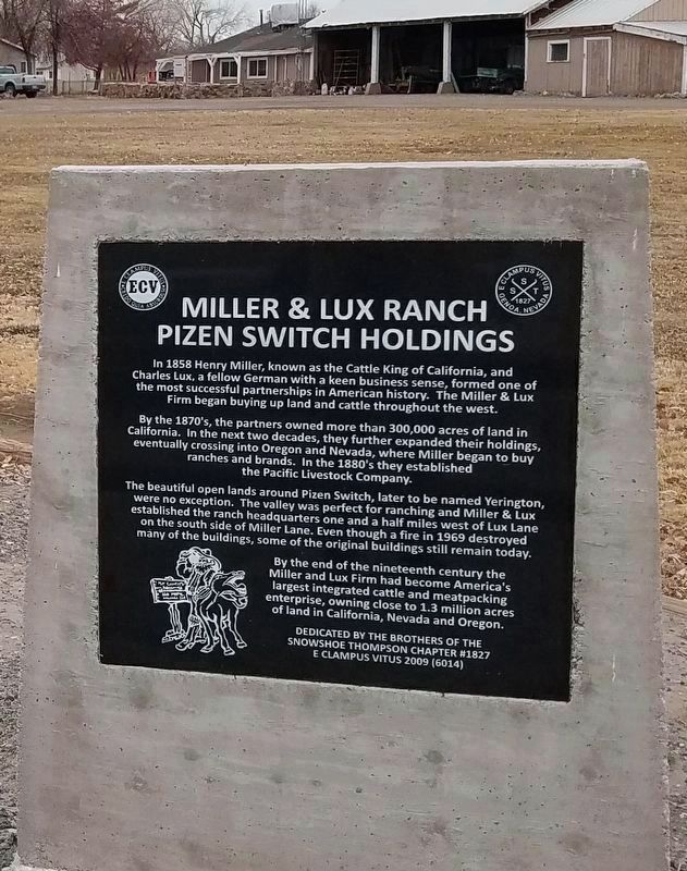 Miller & Lux Ranch Pizen Switch Holdings Marker image. Click for full size.
