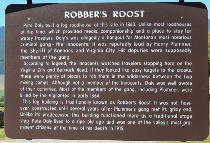 Robber's Roost Marker image. Click for full size.