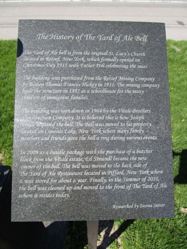 The History of the Yard of Ale Bell Marker image. Click for full size.