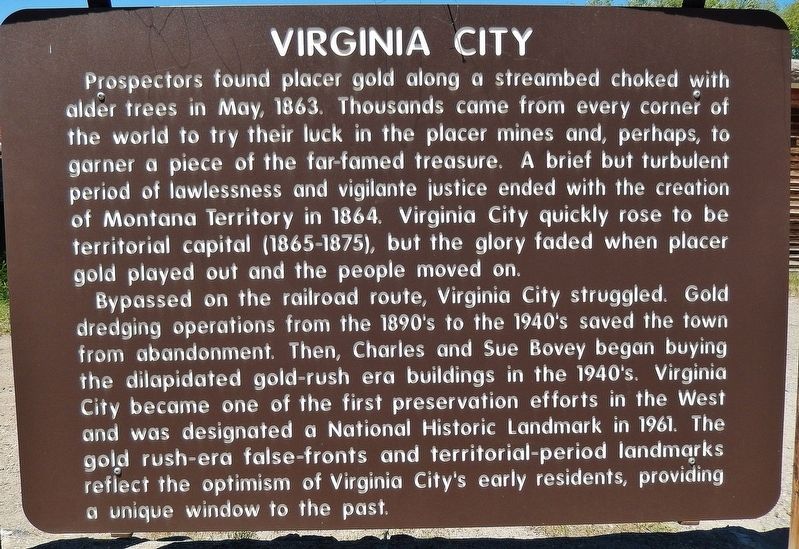 Virginia City Marker. Click for full size. Virginia City Marker image. Click for full size.