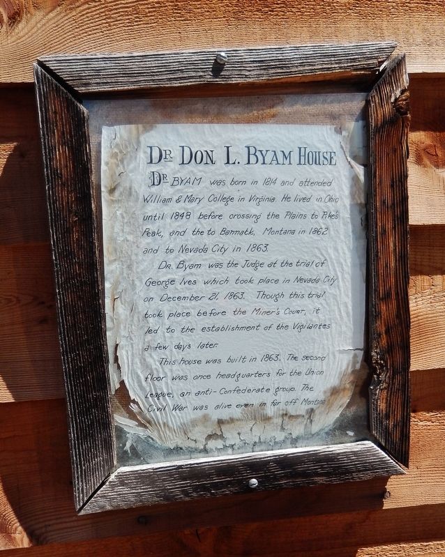 Dr. Byam Interpretive Plaque (<i>mounted on front of house, beside door</i>) image. Click for full size.