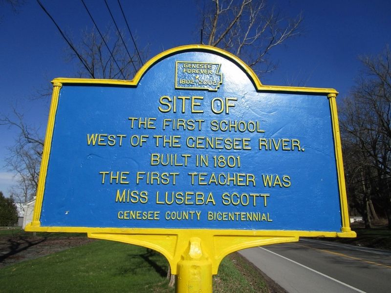 Site of the First School Marker. Click for full size. Site of the First School Marker image. Click for full size.