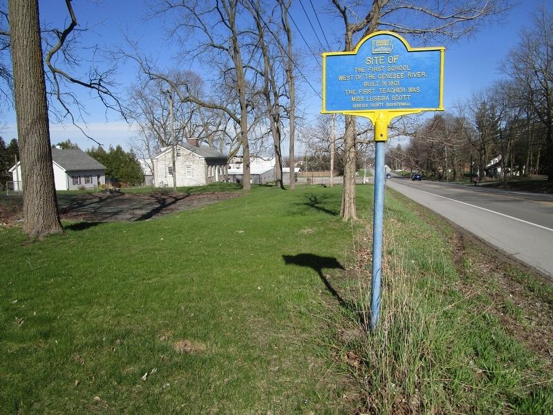 Site of the First School Marker. Click for full size. Site of the First School Marker image. Click for full size.