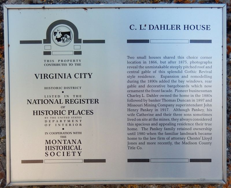 C. L. Dahler House Marker. Click for full size. C. L. Dahler House Marker image. Click for full size.
