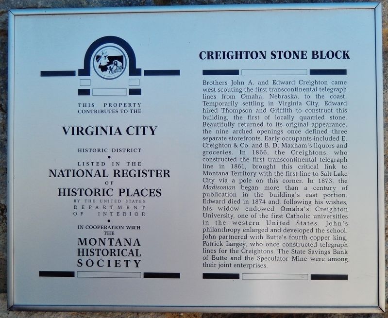 Creighton Stone Block Marker. Click for full size. Creighton Stone Block Marker image. Click for full size.