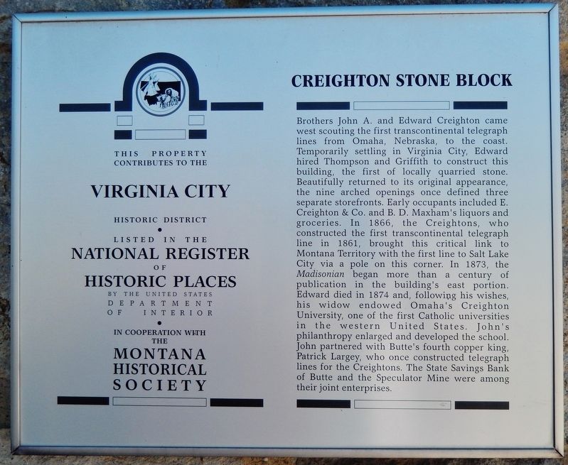 Creighton Stone Block Marker image. Click for full size.