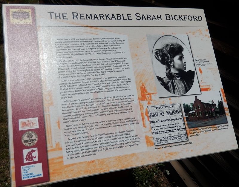 The Remarkable Sarah Bickford Marker. Click for full size. The Remarkable Sarah Bickford Marker image. Click for full size.