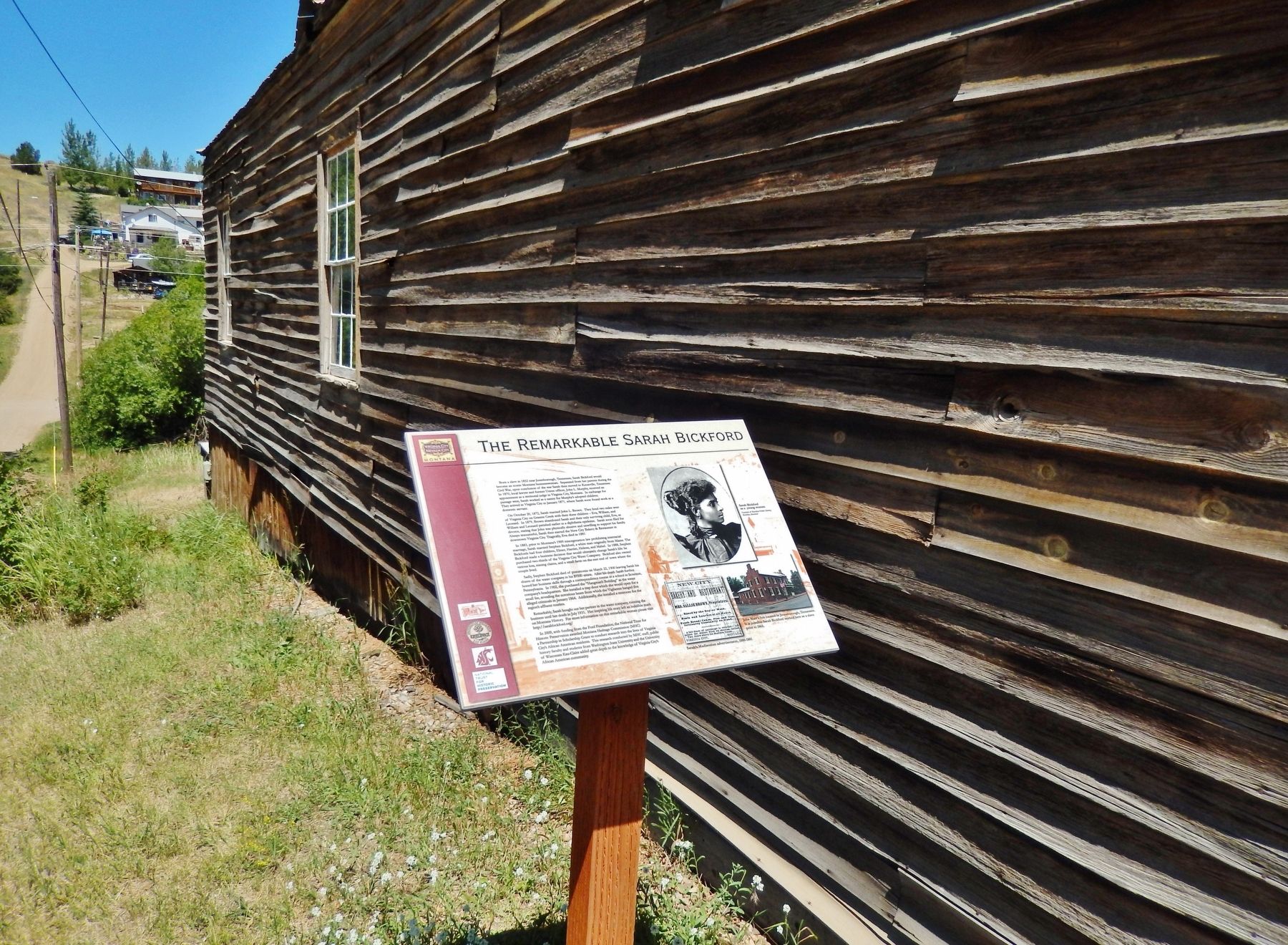 The Remarkable Sarah Bickford Marker (<i>wide view; west side of the "Hangman's Building"</i>). Click for full size. The Remarkable Sarah Bickford Marker (<i>wide view; west side of the "Hangman's Building"</i>) image. Click for full size.
