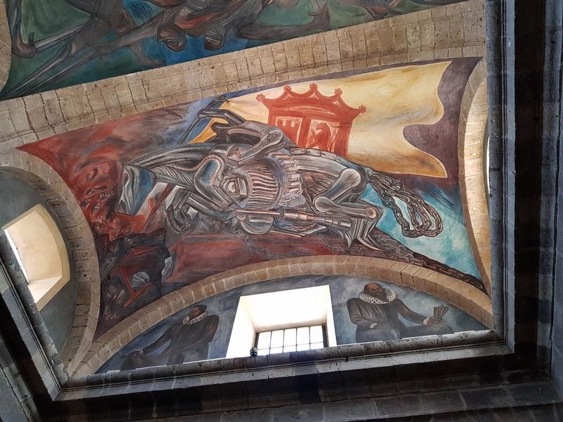 A mural depicting the industrialization of war at the Hospicio Cabañas image. Click for full size.
