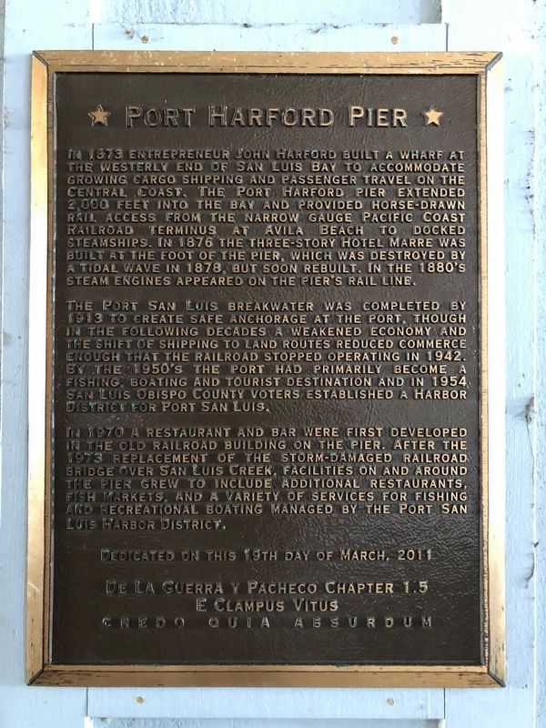 Port Harford Pier Historical Marker