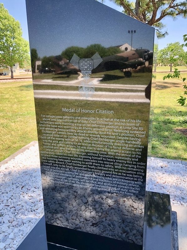 Medal of Honor citation for CMSgt Richard L. Etchberger who was KIA in Laos at LS-85. image. Click for full size.
