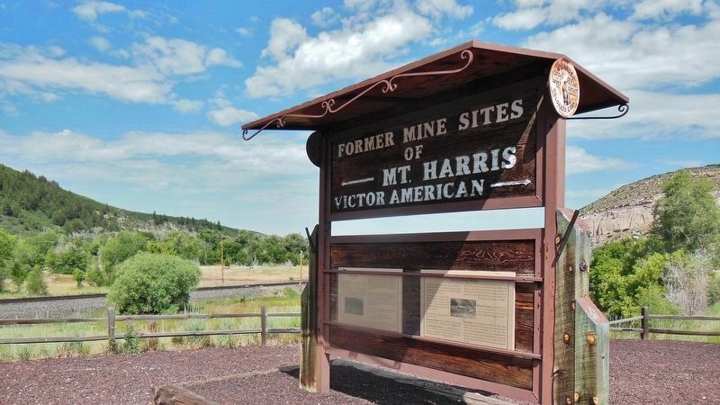 Former Mine Sites of Mt. Harris & Victor American Marker (<i>view toward Mt. Harris Mine</i>) image. Click for full size.