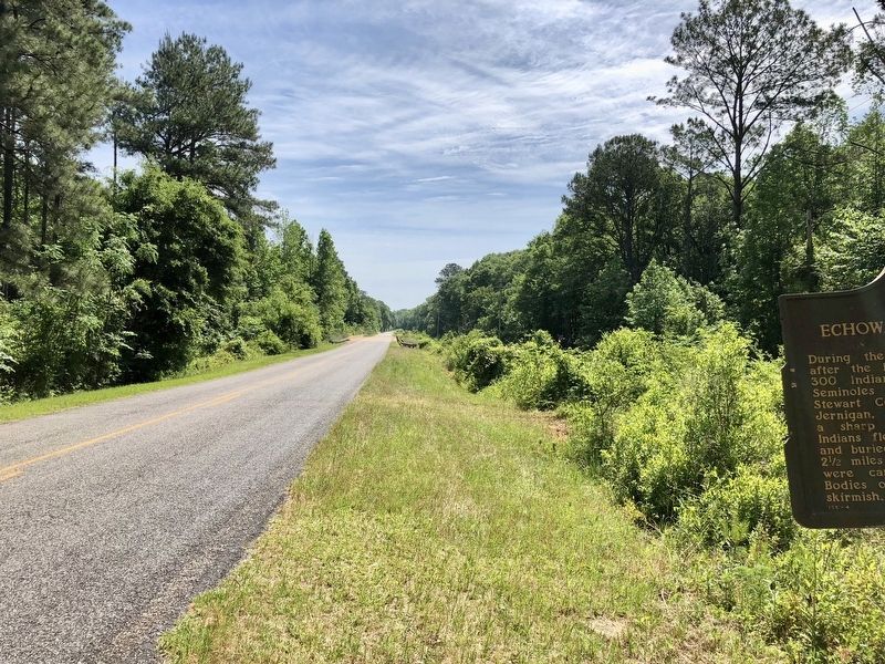 View of marker looking towards Ichawaynochaway Creek bridge.. Click for full size. View of marker looking towards Ichawaynochaway Creek bridge. image. Click for full size.
