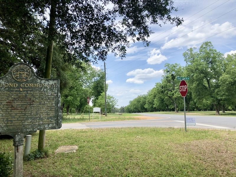 Gum Pond Community Marker looking west on Georgia Highway 93. image. Click for full size.