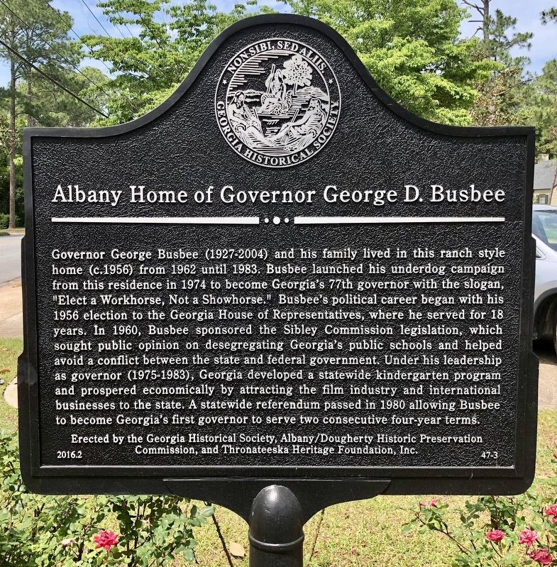 Albany Home of Governor George Busbee Marker image. Click for full size.