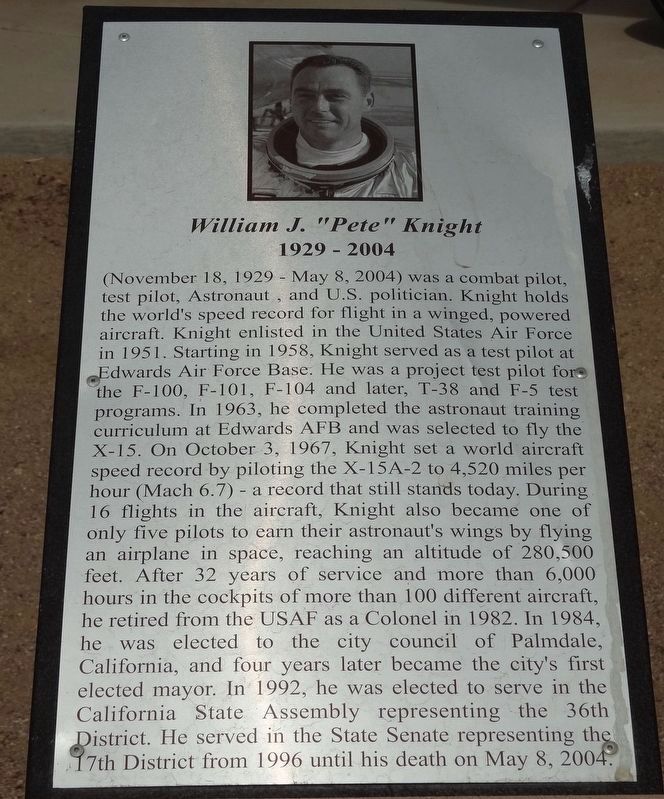 William J. "Pete" Knight Marker image. Click for full size.
