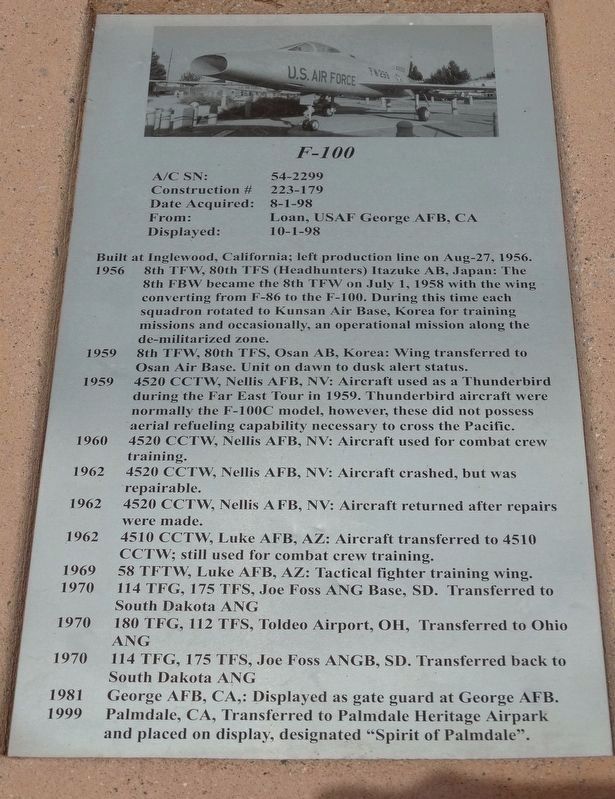 F-100 Super Sabre Marker image. Click for full size.