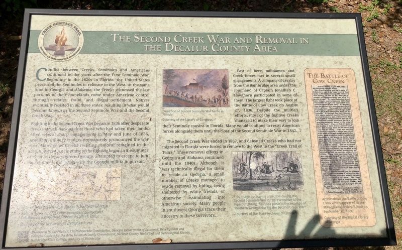 The Second Creek War and Removal in the Decatur County Area Marker image. Click for full size.