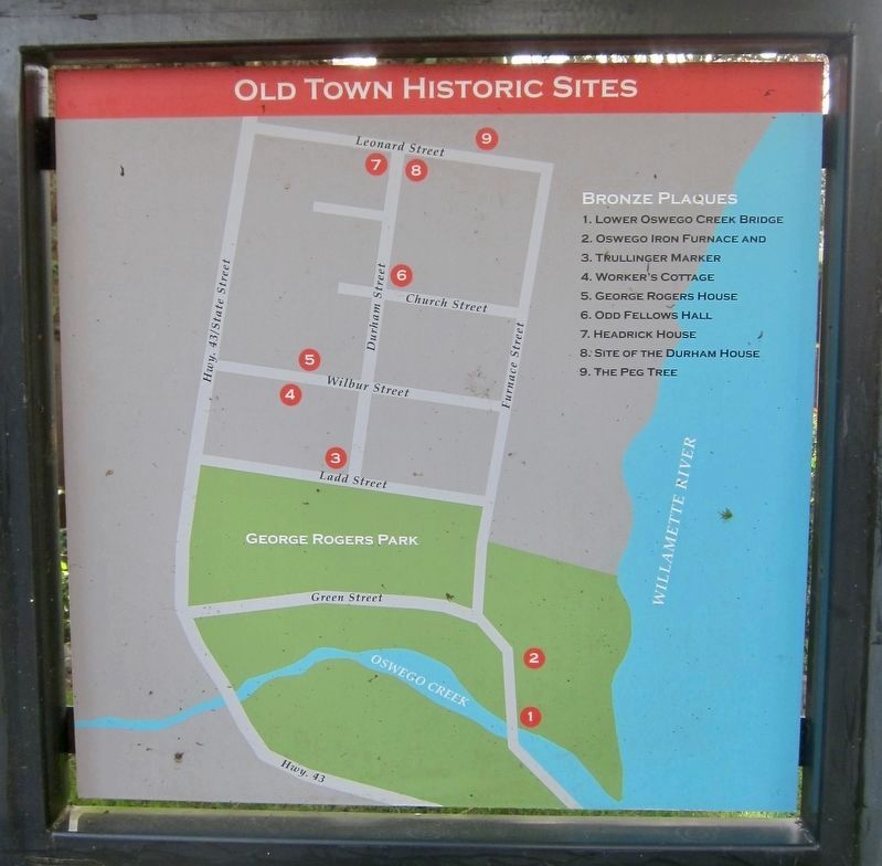 Map of Lake Oswego Old Town historic sites and markers image. Click for full size.