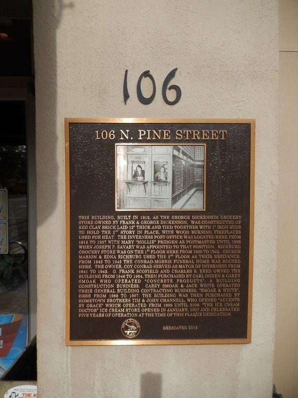 106 N. Pine Street Marker (<i>tall view</i>) image. Click for full size.