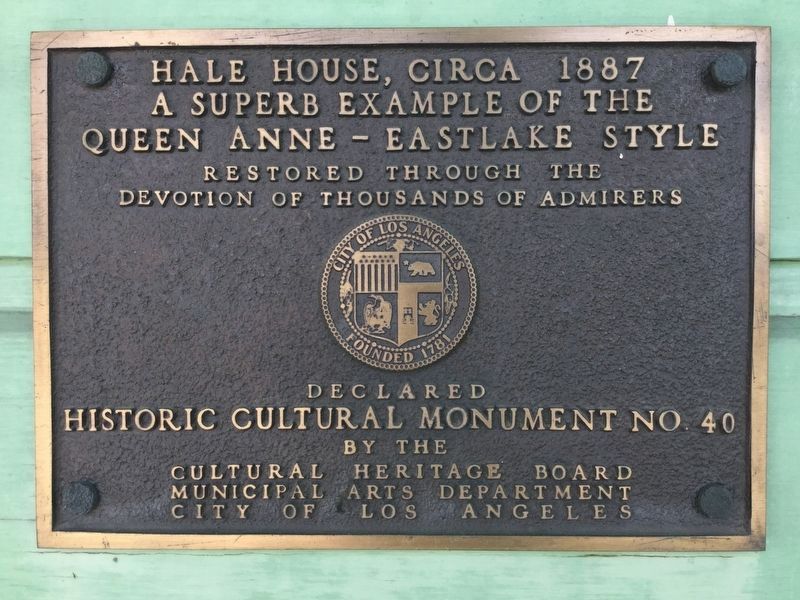 Hale House Marker. Click for full size. Hale House Marker image. Click for full size.