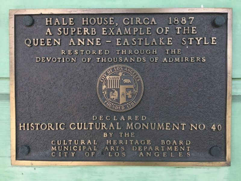 Hale House Marker image. Click for full size.