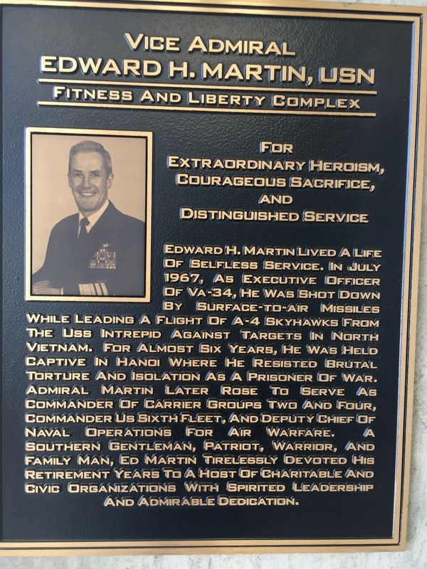 Vice Admiral Edward H. Martin, USN Fitness and Liberty Complex Marker image. Click for full size.