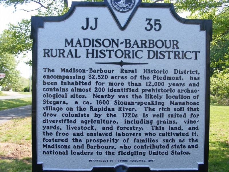 Madison-Barbour Rural Historic District Marker. Click for full size. Madison-Barbour Rural Historic District Marker image. Click for full size.