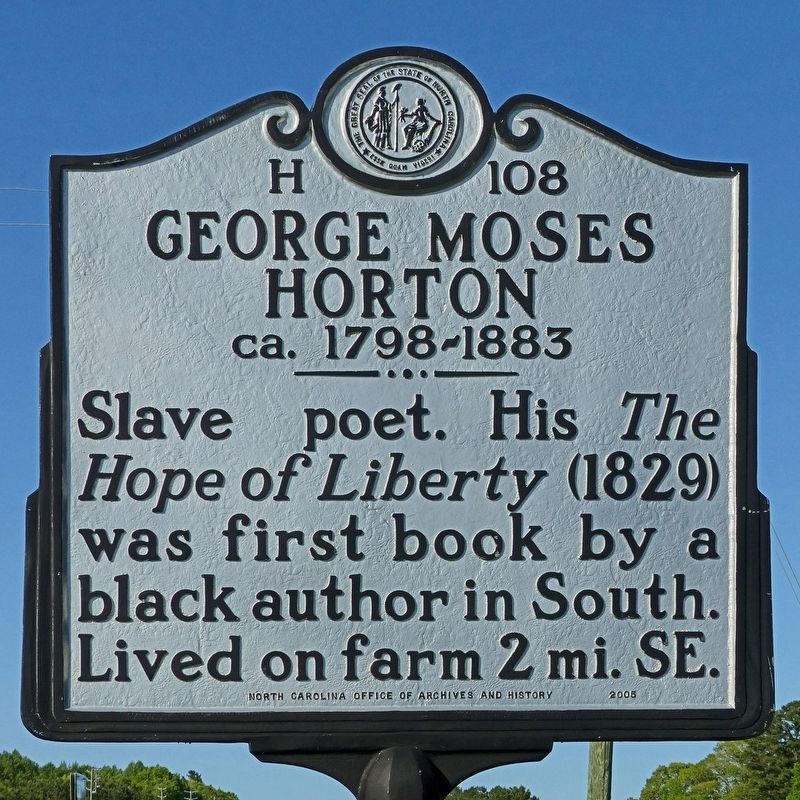 George Moses Horton Marker. Click for full size. George Moses Horton Marker image. Click for full size.