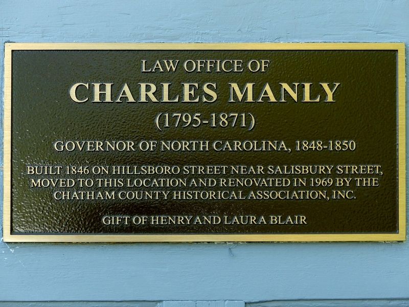 Law Office of<br>Charles Manly<br>(1795-1871) Marker image. Click for full size.