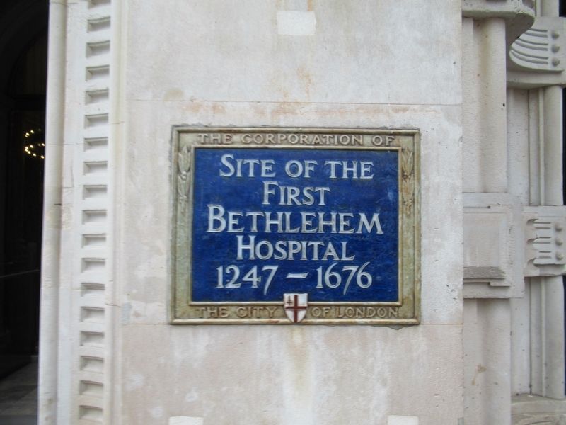 First Bethlehem Hospital Marker image. Click for full size.