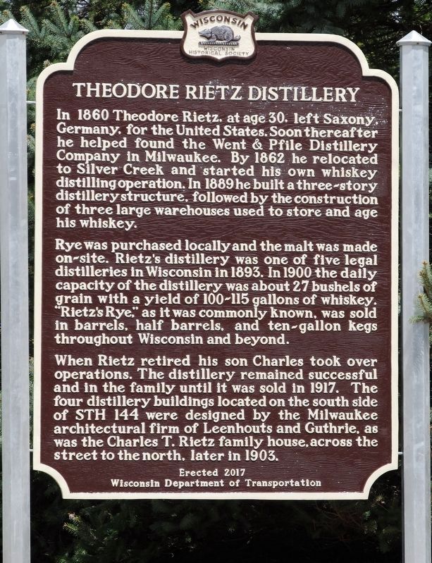 Theodore Rietz Distillery Marker image. Click for full size.