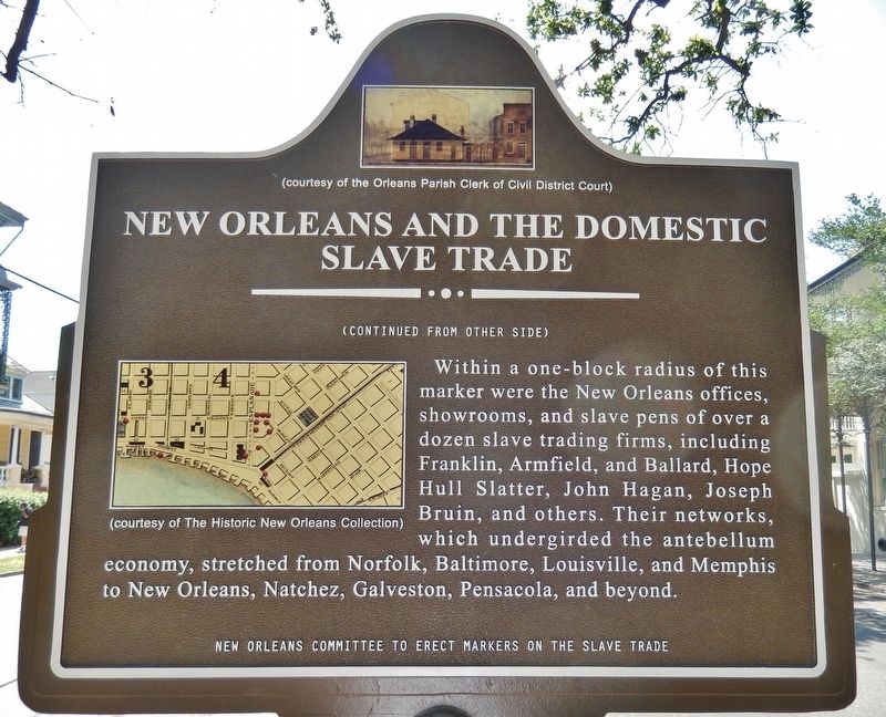 New Orleans and the Domestic Slave Trade Marker (<i>back side</i>) image. Click for full size.