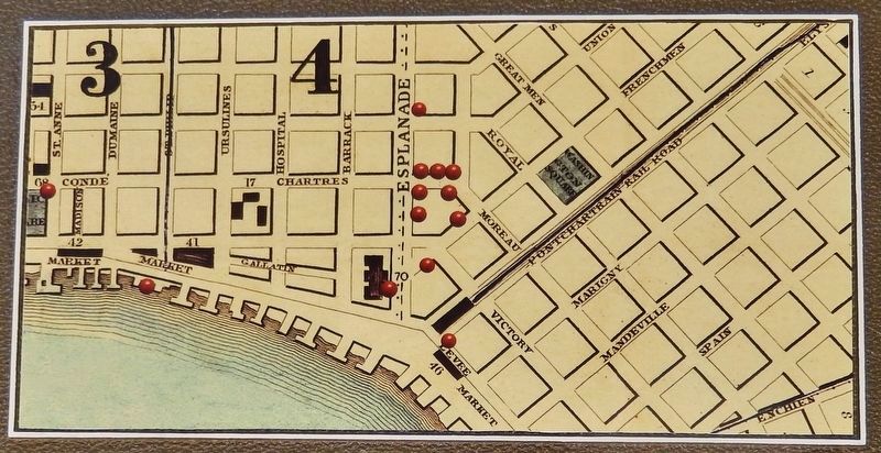 Marker detail: map of nearby offices, showrooms, and slave pens of over a dozen slave trading firms image. Click for full size.