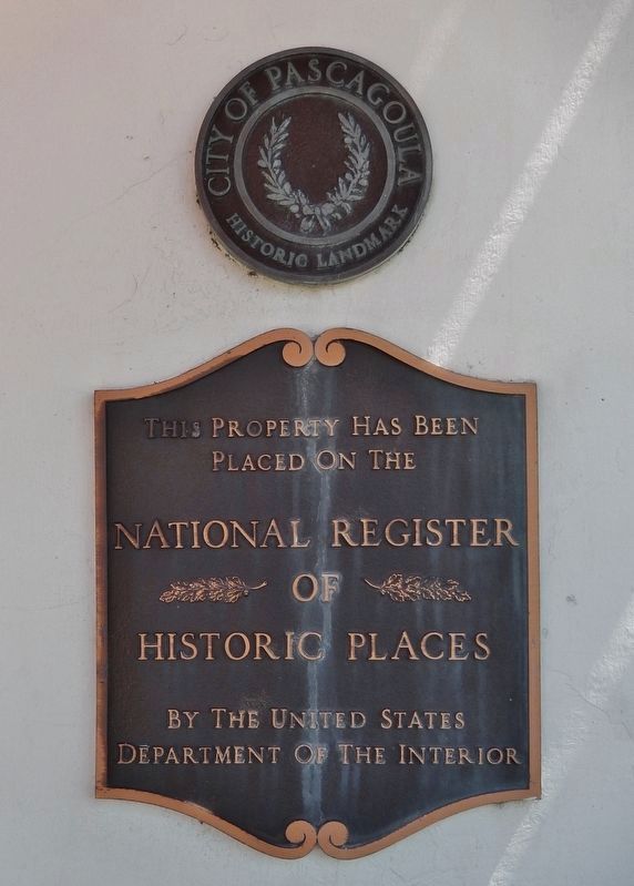 Pascagoula Central Fire Company National Register of Historic Places Plaque (<i>near marker</i>) image. Click for full size.
