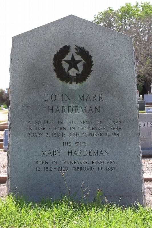 John Marr Hardeman Marker. Click for full size. John Marr Hardeman Marker image. Click for full size.