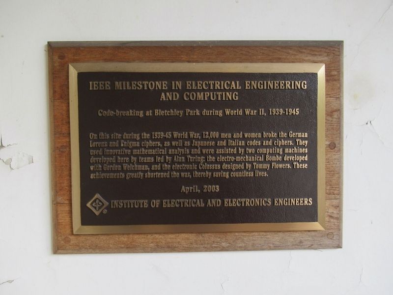 Code Breaking at Bletchley Park Marker image. Click for full size.