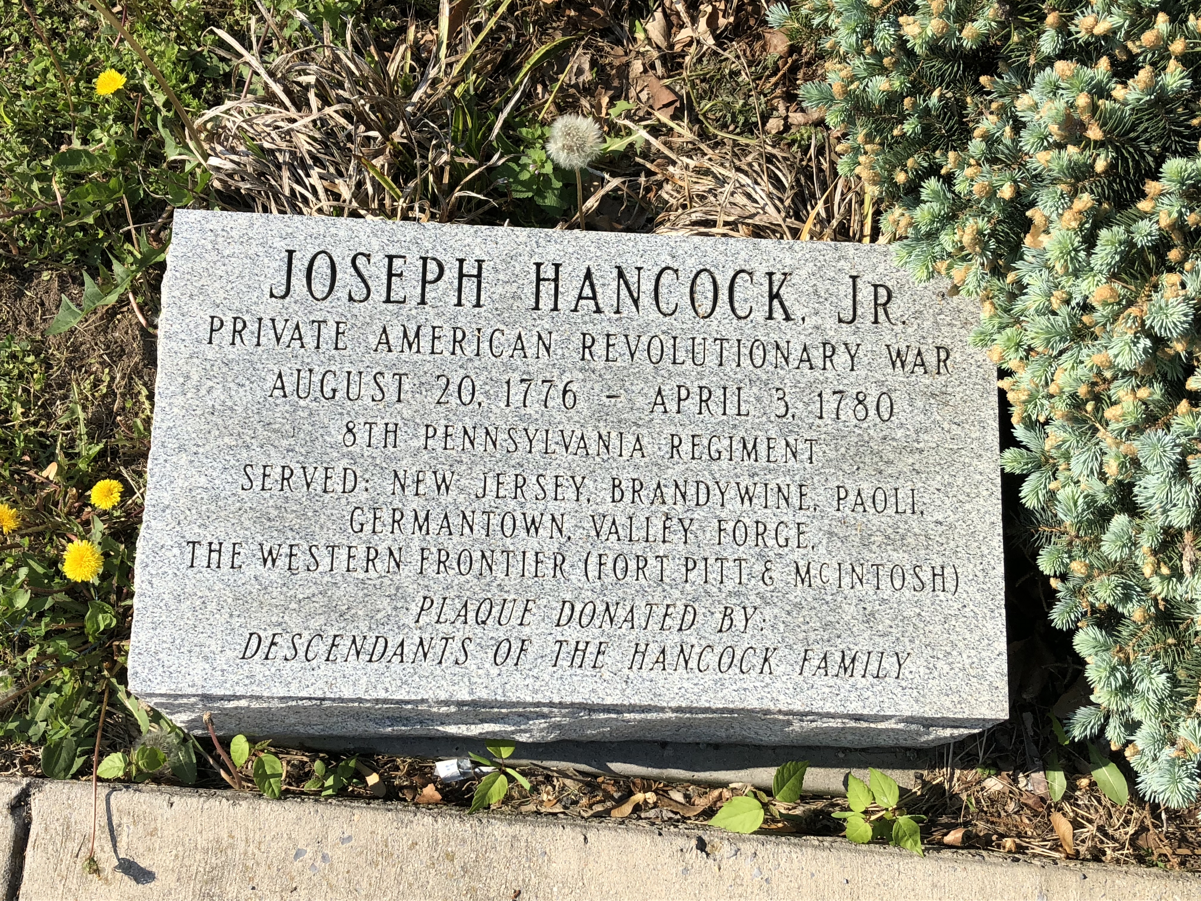 Joseph Hancock, Jr. Marker