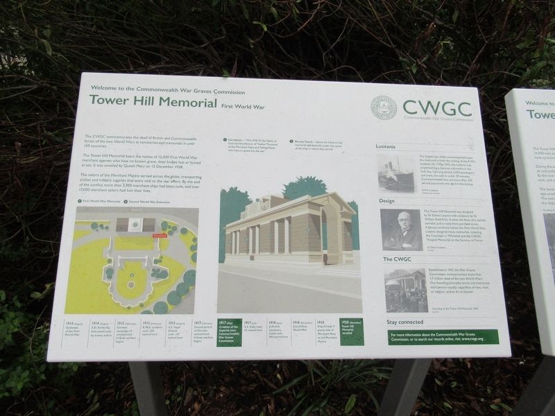 Tower Hill Memorial First World War Marker. Click for full size. Tower Hill Memorial First World War Marker image. Click for full size.