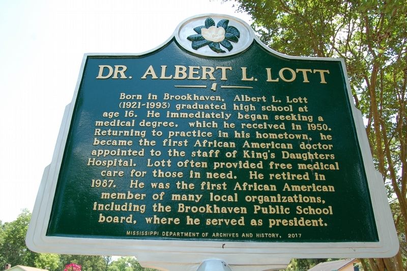 Dr. Albert Lott Marker. Click for full size. Dr. Albert Lott Marker image. Click for full size.