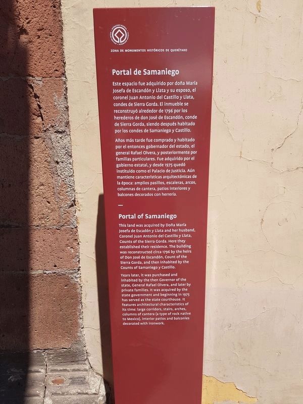 Portal of Samaniego Marker image. Click for full size.