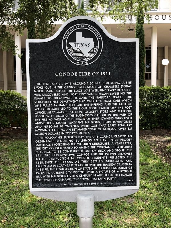Conroe Fire of 1911 Marker image. Click for full size.