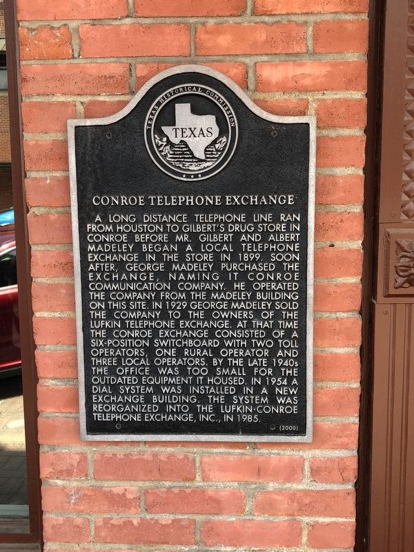 Conroe Telephone Exchange Marker image. Click for full size.