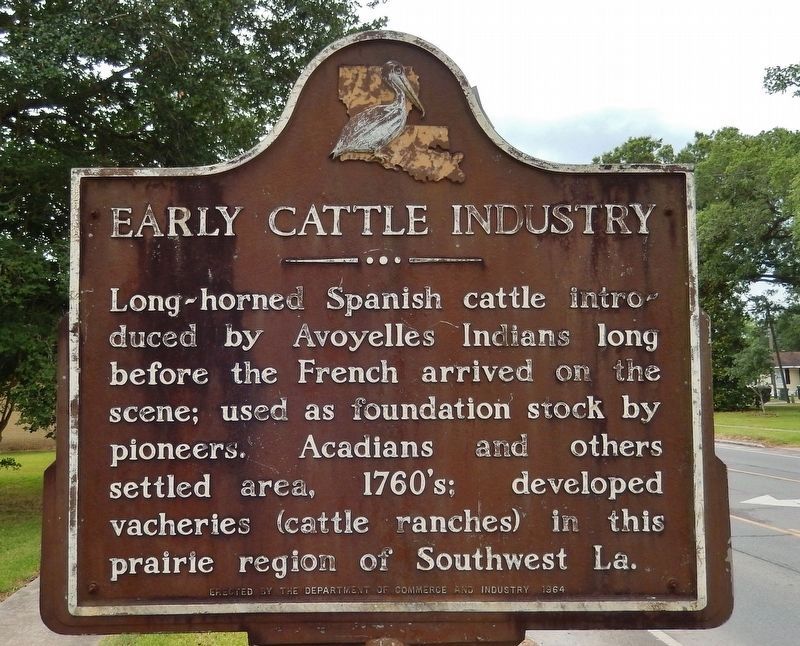 Early Cattle Industry Marker (<i>side one - English</i>) image. Click for full size.