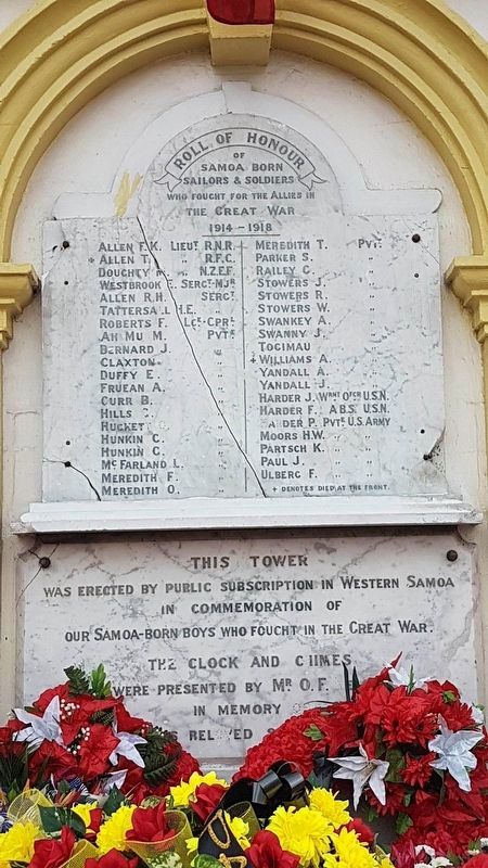 Samoa Born Soldiers and Sailors of the Great War Marker image. Click for full size.