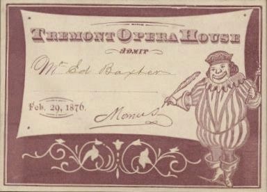 Mardi Gras Party Invitation for the Tremont Opera House, 1876. Click for full size. Mardi Gras Party Invitation for the Tremont Opera House, 1876 image. Click for full size.