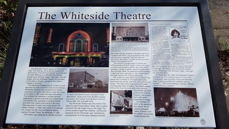 The Whiteside Theatre Marker image. Click for full size.