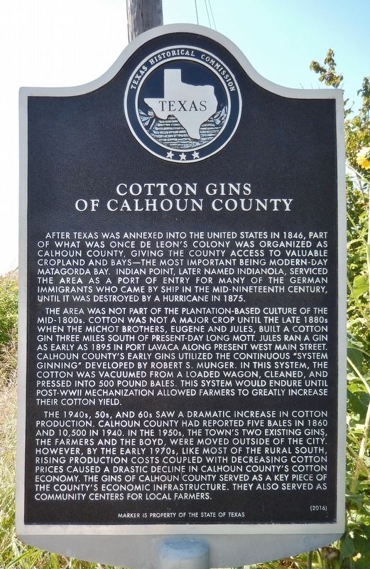 Cotton Gins of Calhoun County Marker image. Click for full size.