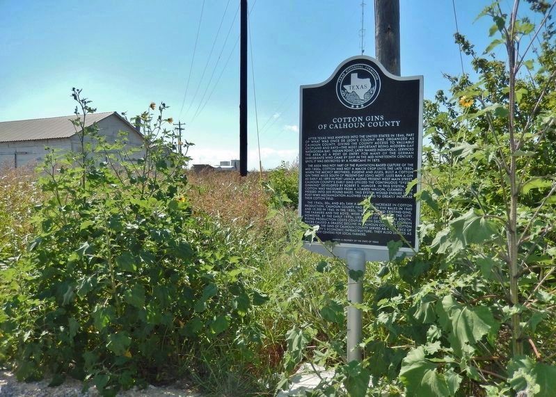 Cotton Gins of Calhoun County Marker (<i>wide view to west</i>) image. Click for full size.